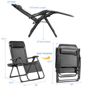 Oversize Lounge Chair with Cup Holder of Heavy Duty for outdoor-Black