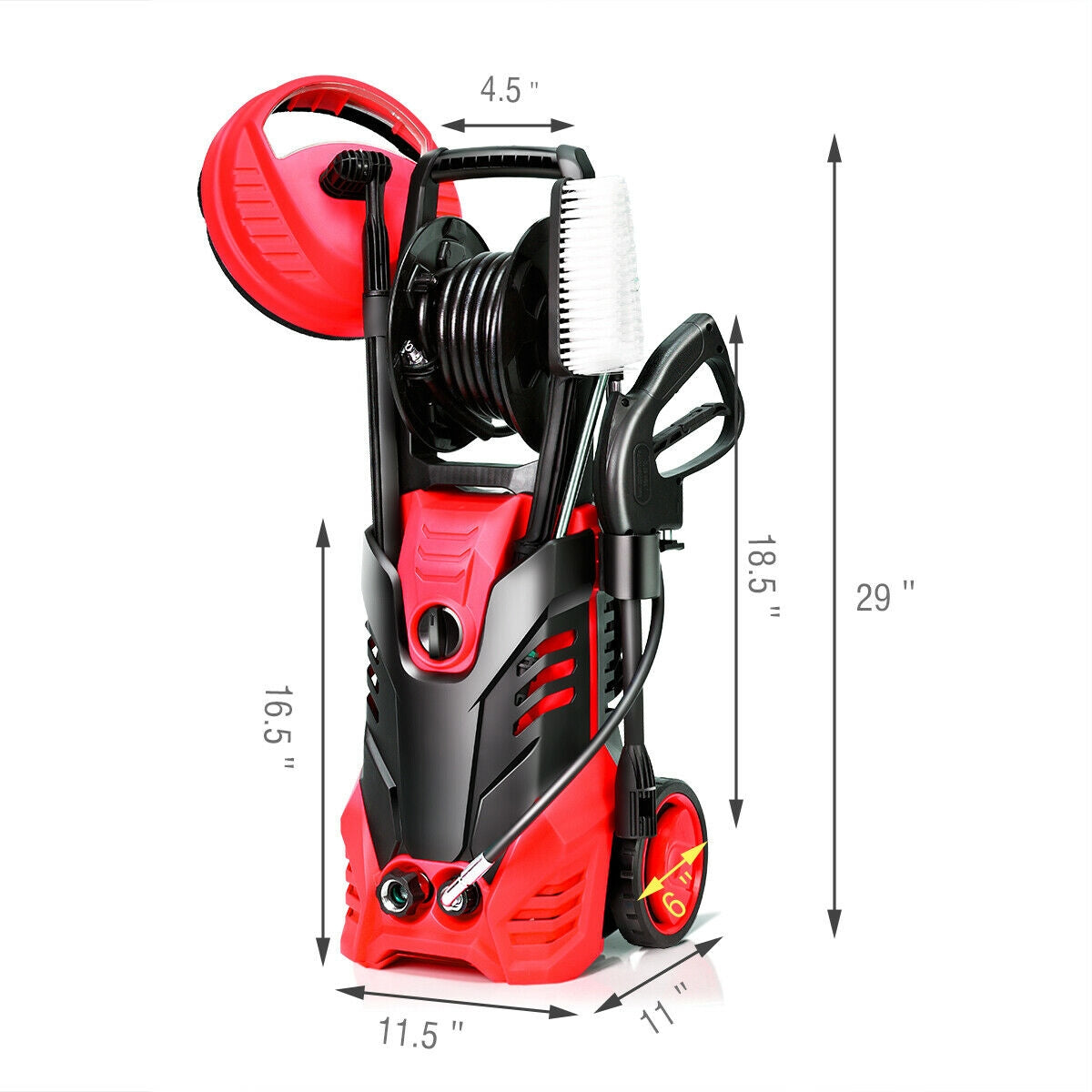 3000 PSI Electric High Pressure Washer With Patio Cleaner -Blue - Red