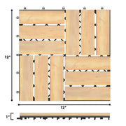 10 Pieces 12 x 12  Inch Acacia Wood  Interlocking Check Deck Tiles
