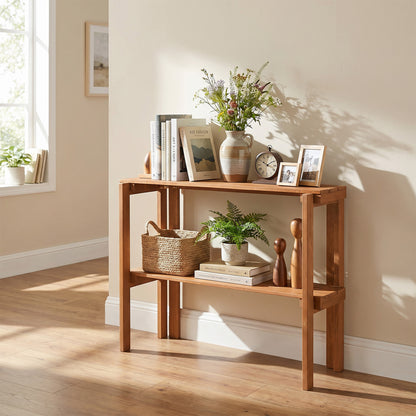 3-Tier Folding Wooden Storage Shelf for Entryway & Garden