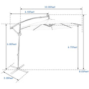 10 ft 360° Rotation Solar Powered LED Patio Offset Umbrella-Blue