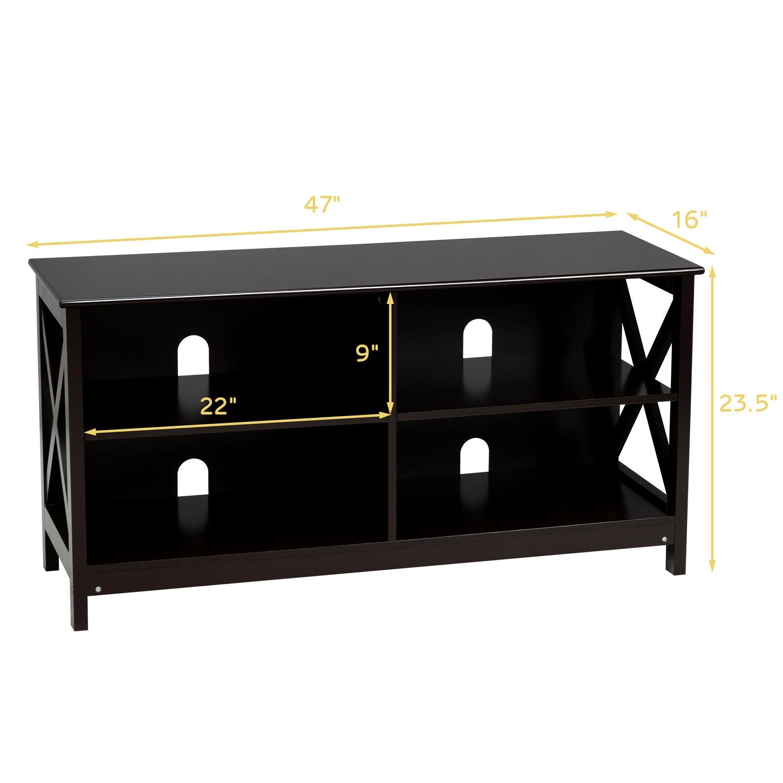 Wooden TV Stand Entertainment for TVs up to 55 Inch with X-Shaped Frame
