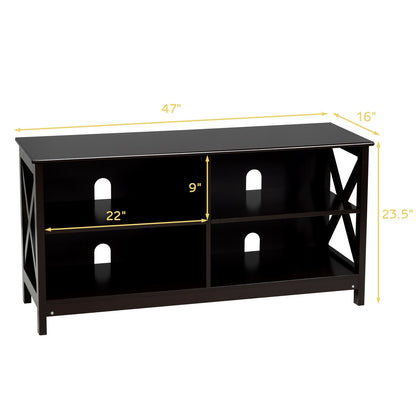 Wooden TV Stand Entertainment for TVs up to 55 Inch with X-Shaped Frame