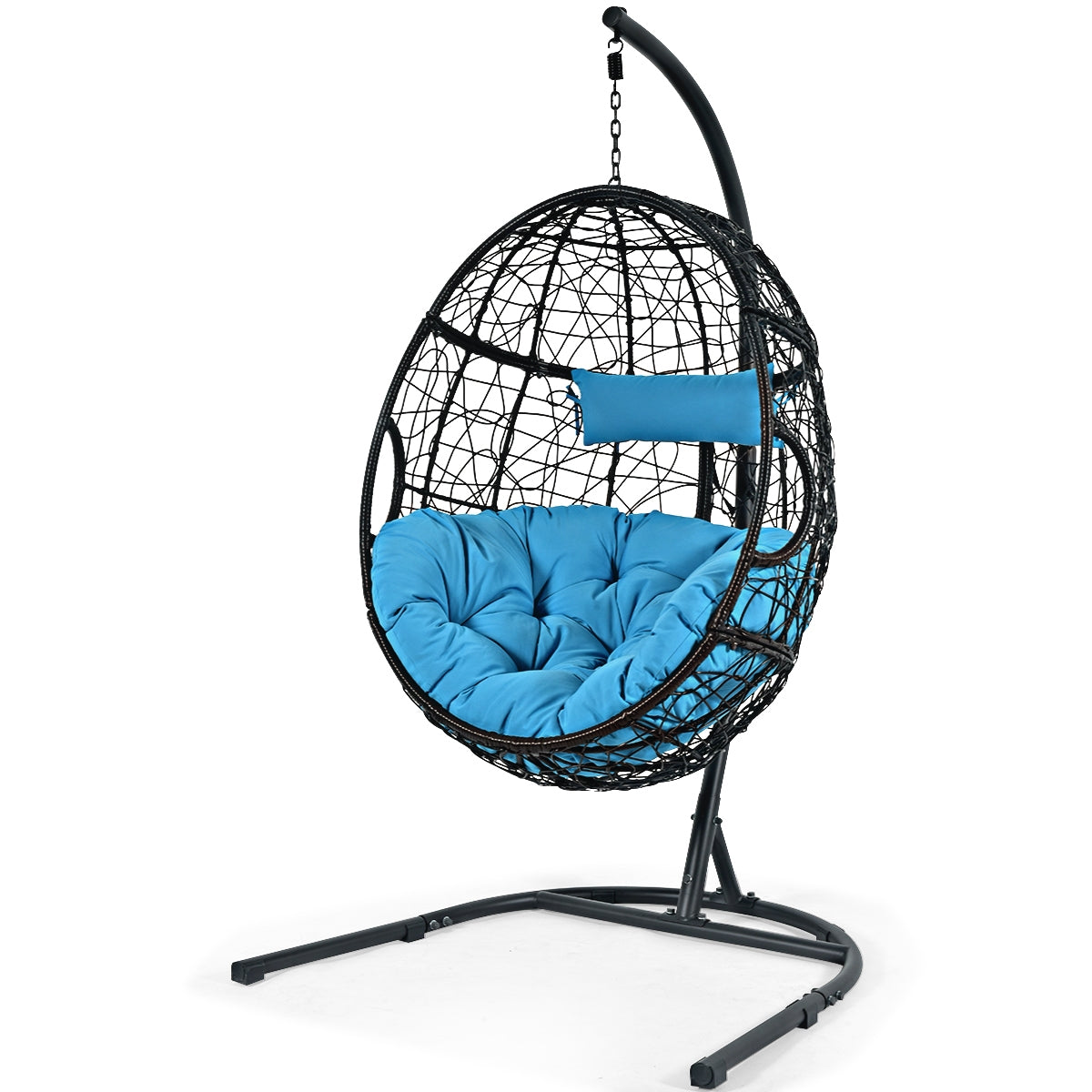 Hanging Cushioned Hammock Chair with Stand-Red - Blue