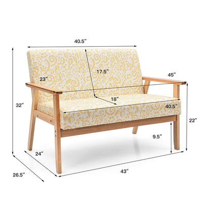 Modern Fabric Loveseat Sofa Couch Upholstered 2-Seat Armchair-Yellow