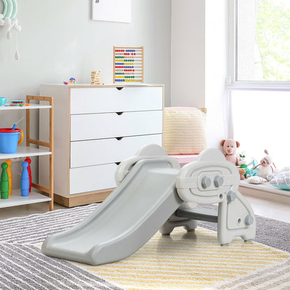 Freestanding Baby Mini Play Climber Slide Set with HDPE anf Anti-Slip Foot Pads-Gray