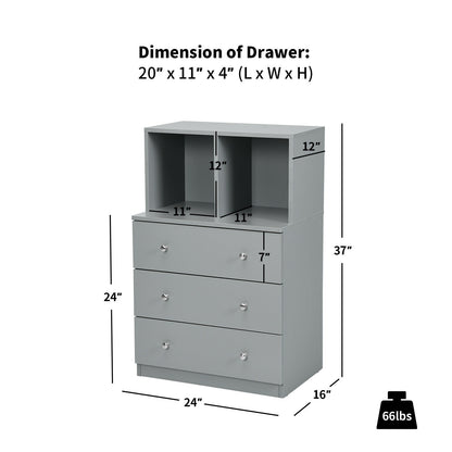 3 Drawer Dresser with Cubbies Storage Chest for Bedroom