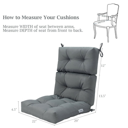 22 x 44 Inch Tufted Outdoor Patio Chair Seating Pad-Gray - Gray