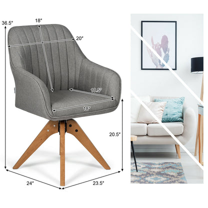Fabric Swivel Accent Chair with Beech Wood Legs