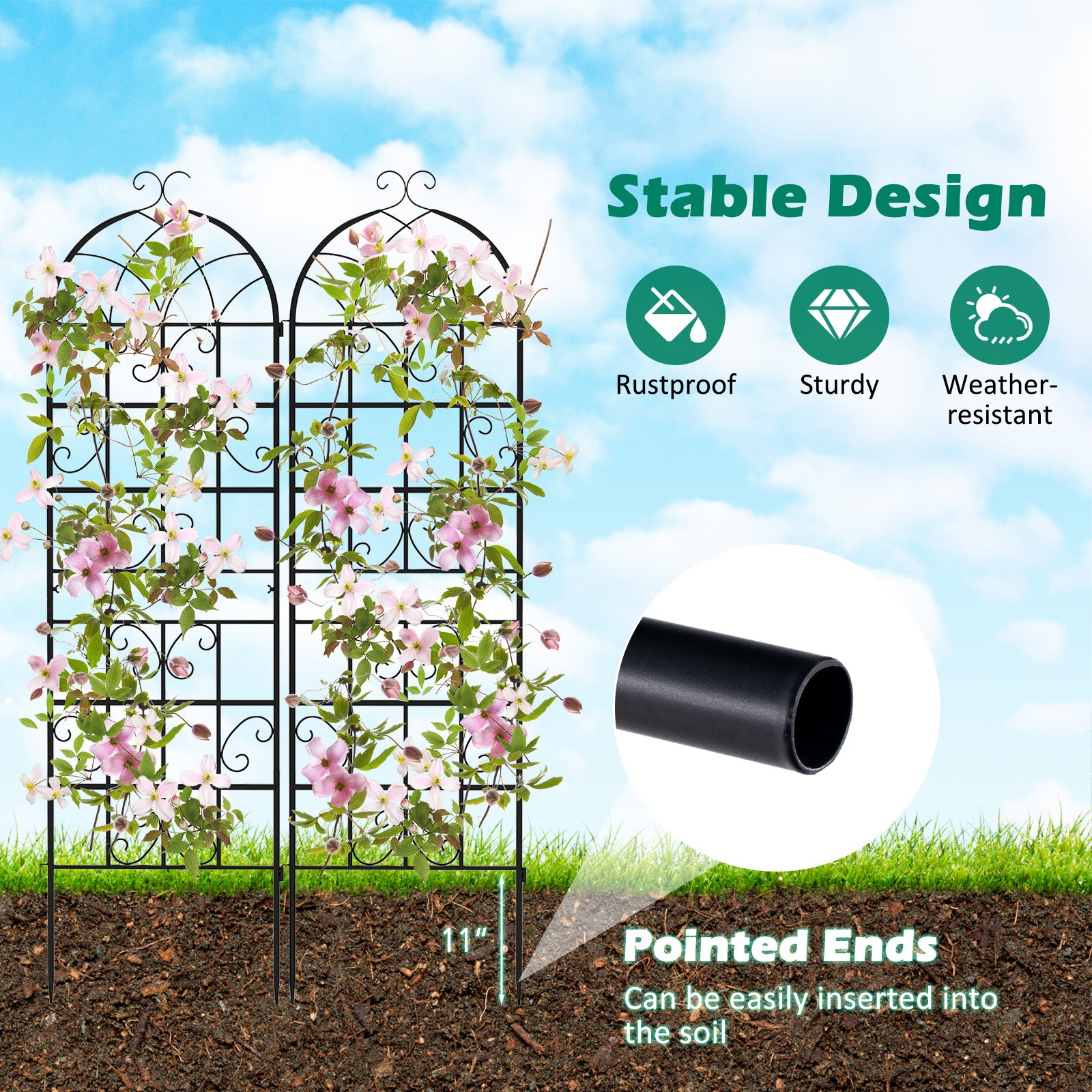 2/4 Pack 71 x 20 Inch Metal Garden Trellis for Climbing Plants-Set of 4