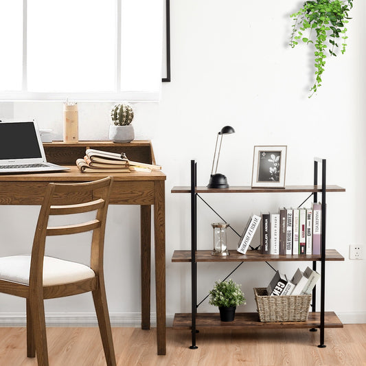 3/5 Tiers Industrial Bookcase with Metal Frame for Home Office-3