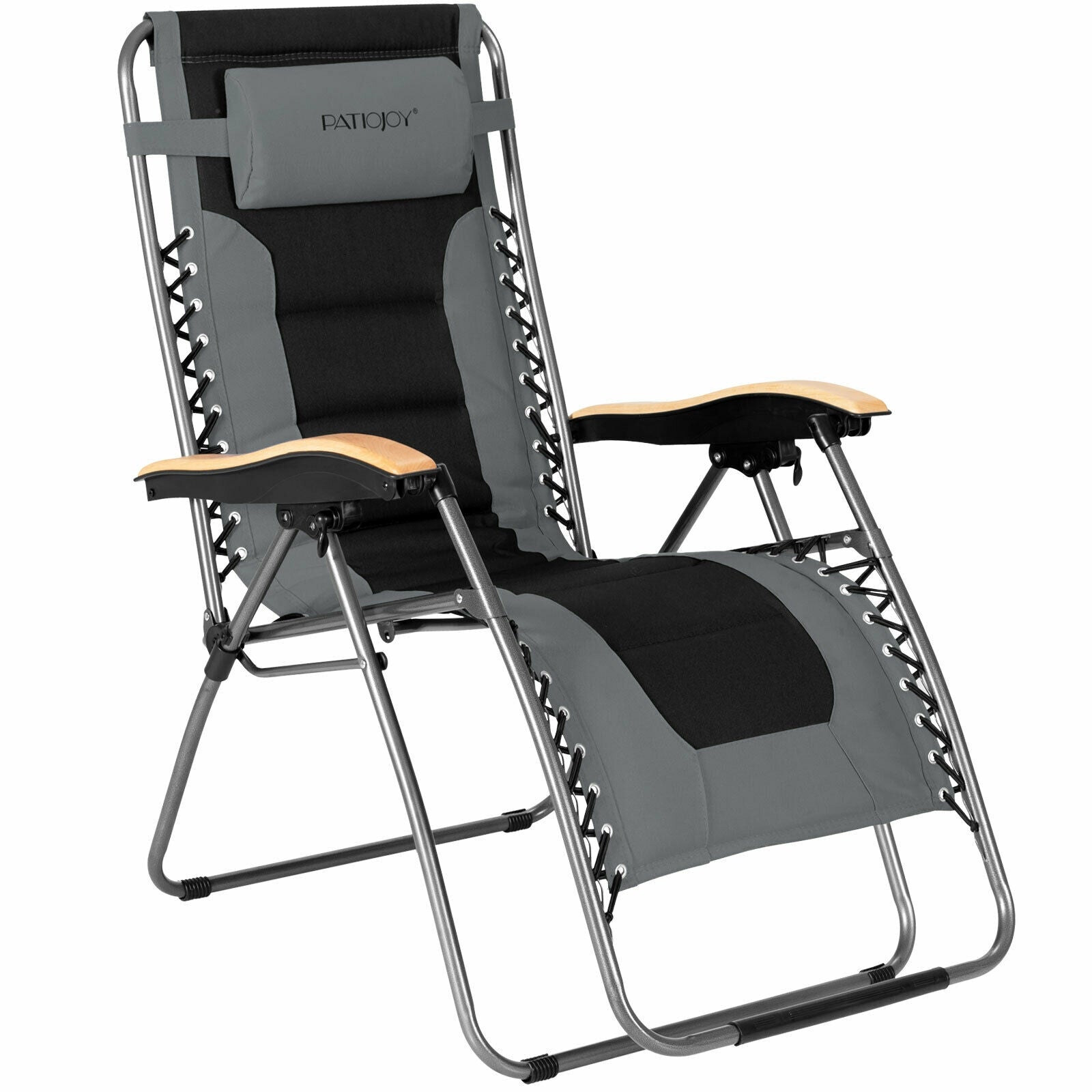 Oversize Folding Adjustable Padded Zero Gravity Lounge Chair-Turquoise - Gray