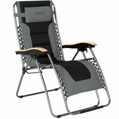 Oversize Folding Adjustable Padded Zero Gravity Lounge Chair-Turquoise - Gray