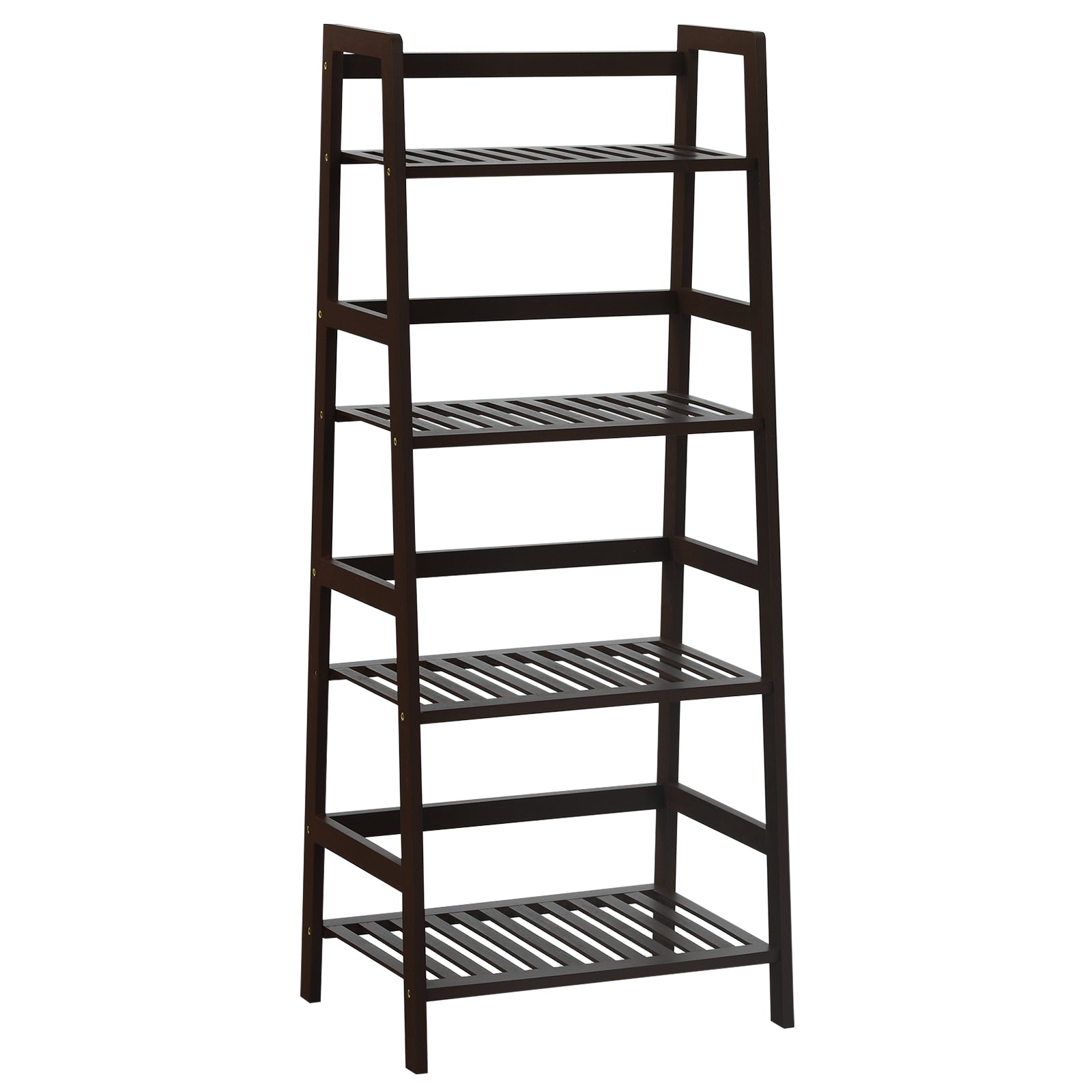 4-Tier Bamboo Plant Rack with Guardrails Stable and Space-Saving-Natural - Brown