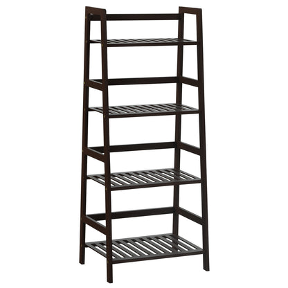 4-Tier Bamboo Plant Rack with Guardrails Stable and Space-Saving-Natural - Brown