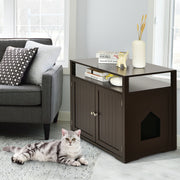 Wooden Cat Litter Box Enclosure Hidden Cat Washroom with Storage Layer
