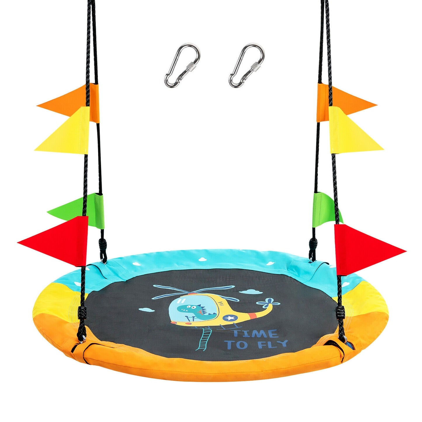 40 Inch Indoor Outdoor Flying Saucer Tree Swing with Hanging Strap - Default