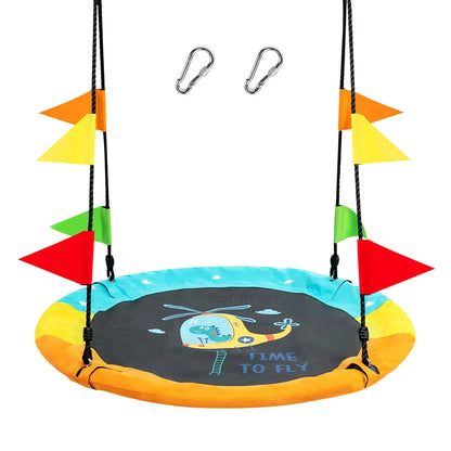 40 Inch Indoor Outdoor Flying Saucer Tree Swing with Hanging Strap - Default
