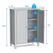 2-Door Bathroom Floor Storage Cabinet Space Saver Organizer-Gray