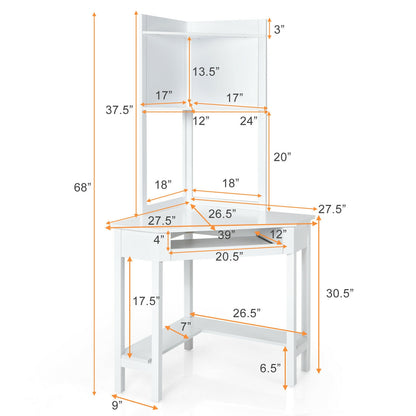 Corner Computer Desk with Hutch and Storage Shelves