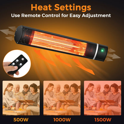 1500W Outdoor Electric Patio Heater with Remote Control-Black