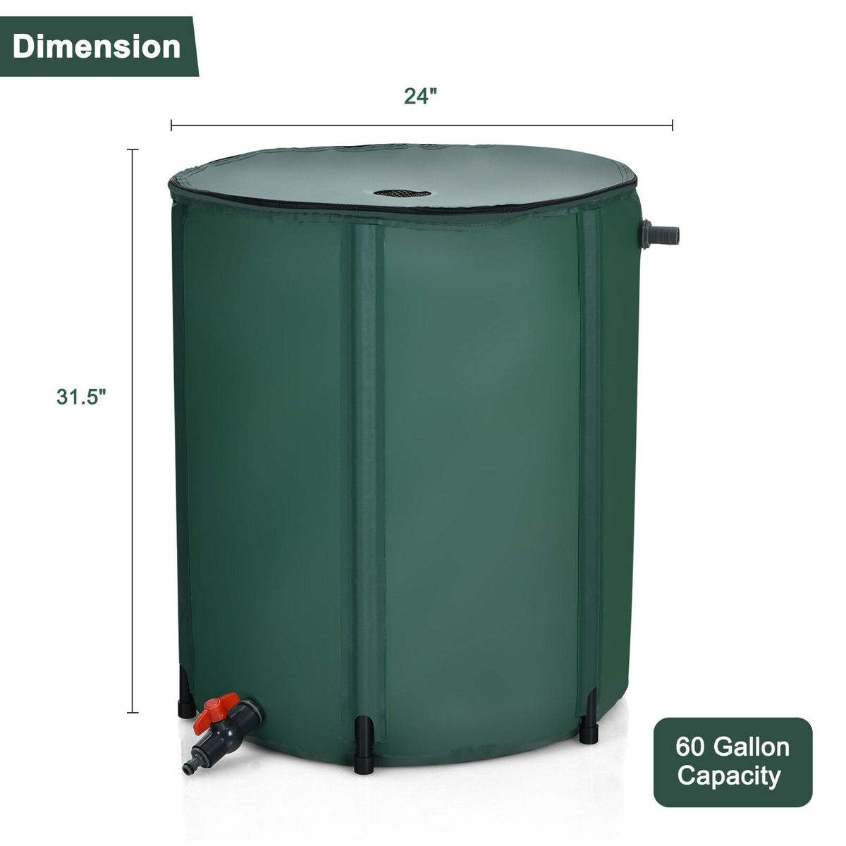 60 Gallon Collapsible Rain Barrel Water Collector