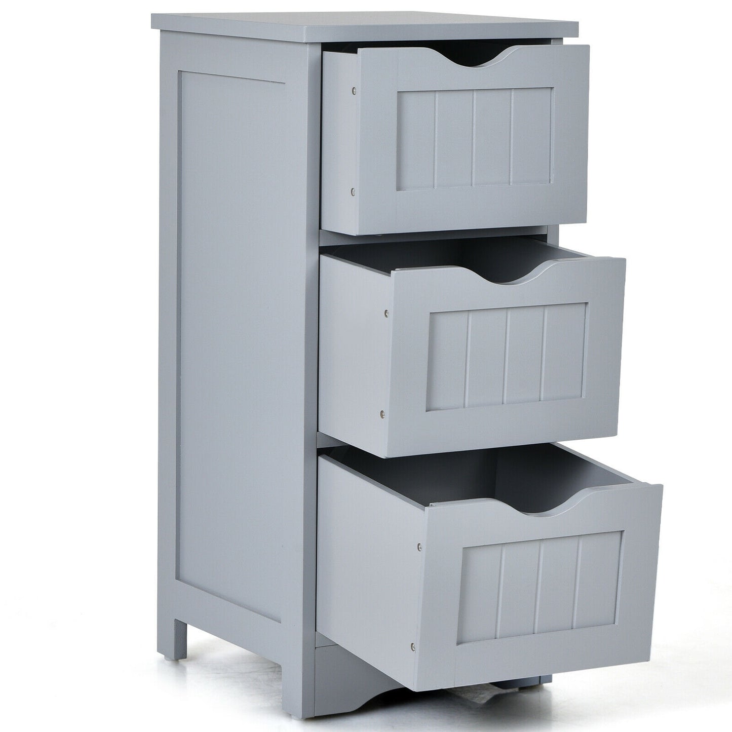 Bathroom Floor Freestanding Storage Organizer with 3 Drawers-Gray