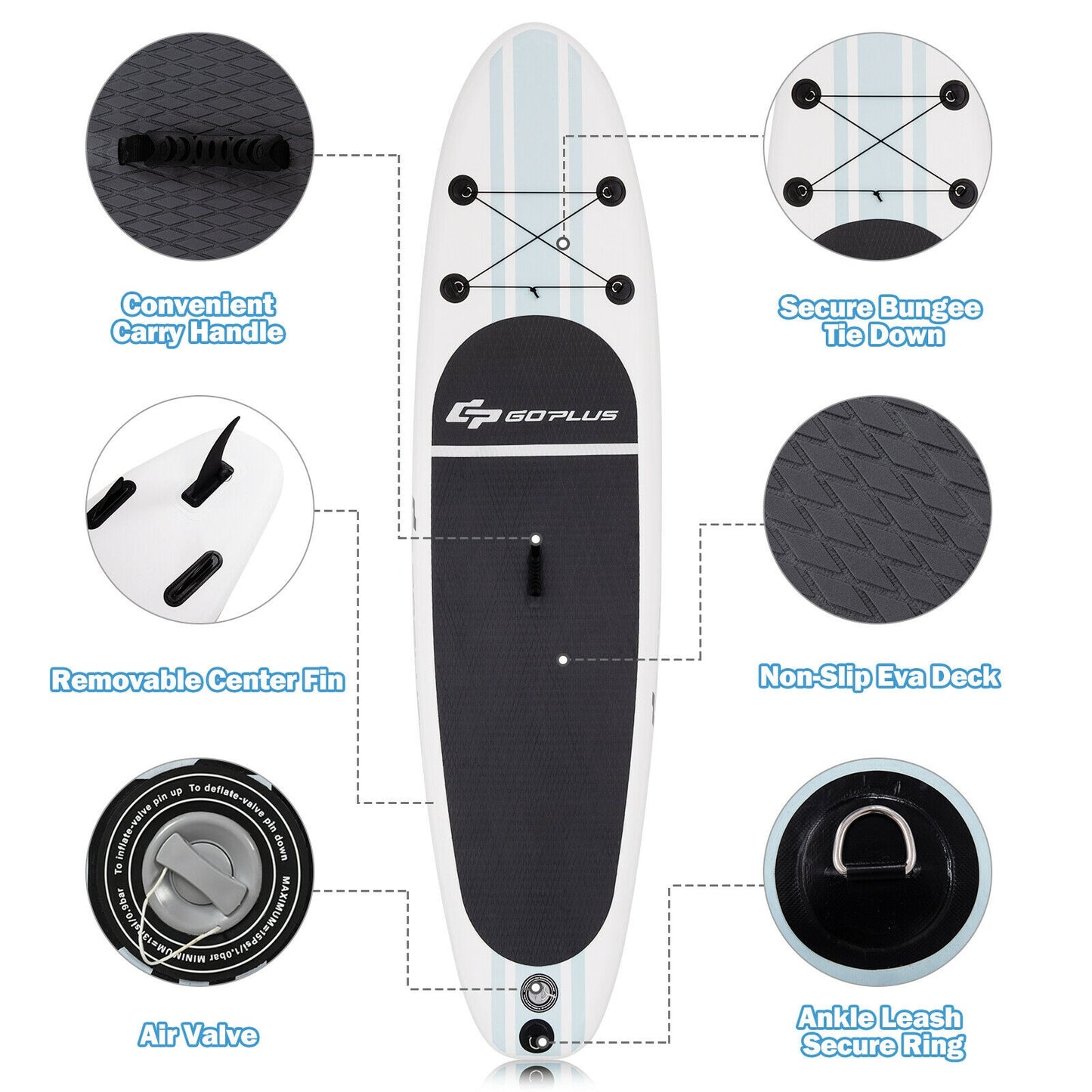 Inflatable Stand Up Paddle Board SUP with Paddle Pump Waterproof Bag-L