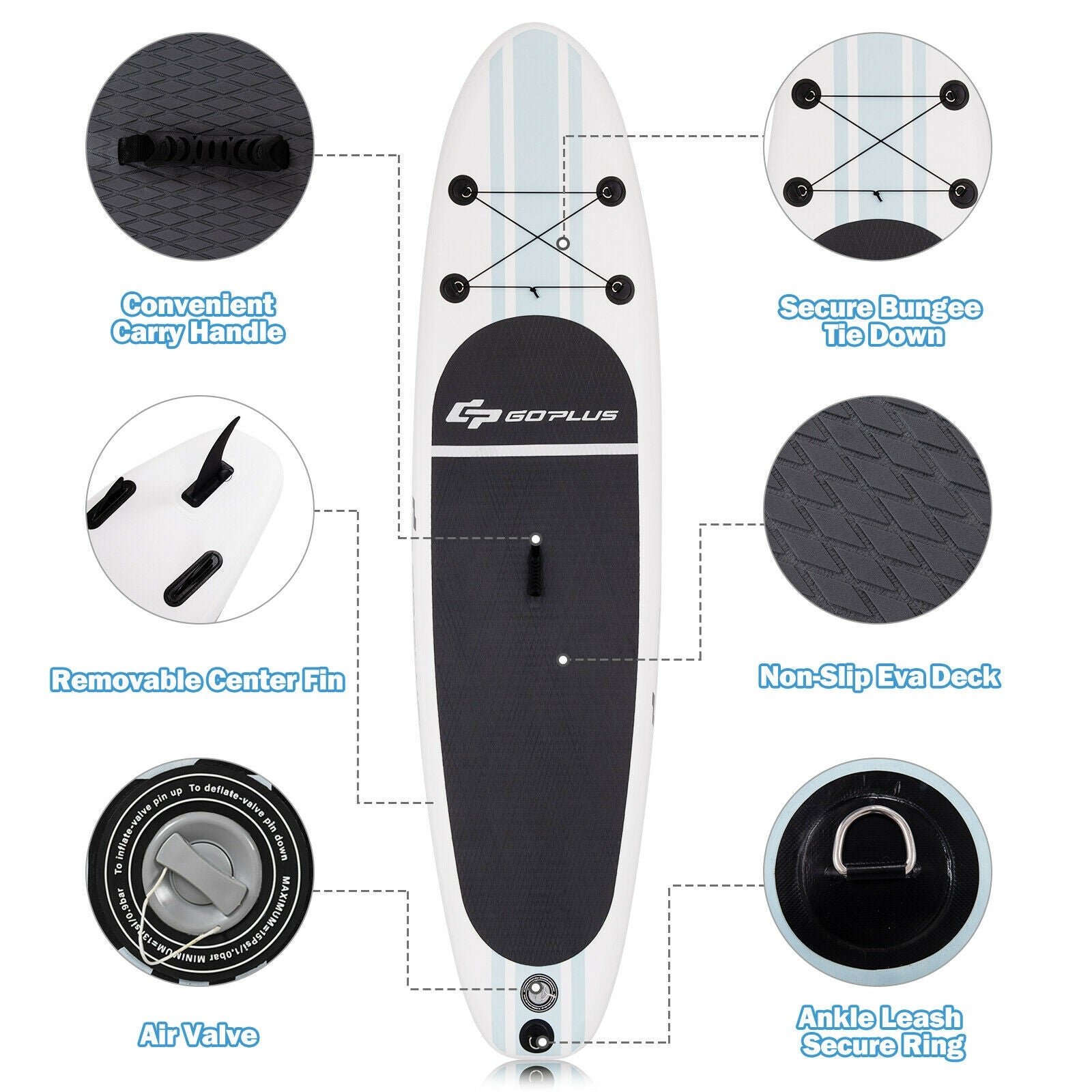 Inflatable Stand Up Paddle Board SUP with Paddle Pump Waterproof Bag-L