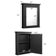Wall Mounted Bathroom Mirror Cabinet with 5-level Height-adjustable Shelf-Black
