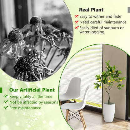 Artificial Lemon Tree 2.6/4/5.2 Feet Tall Fake Lemon Plant wuth Lemon Fruits