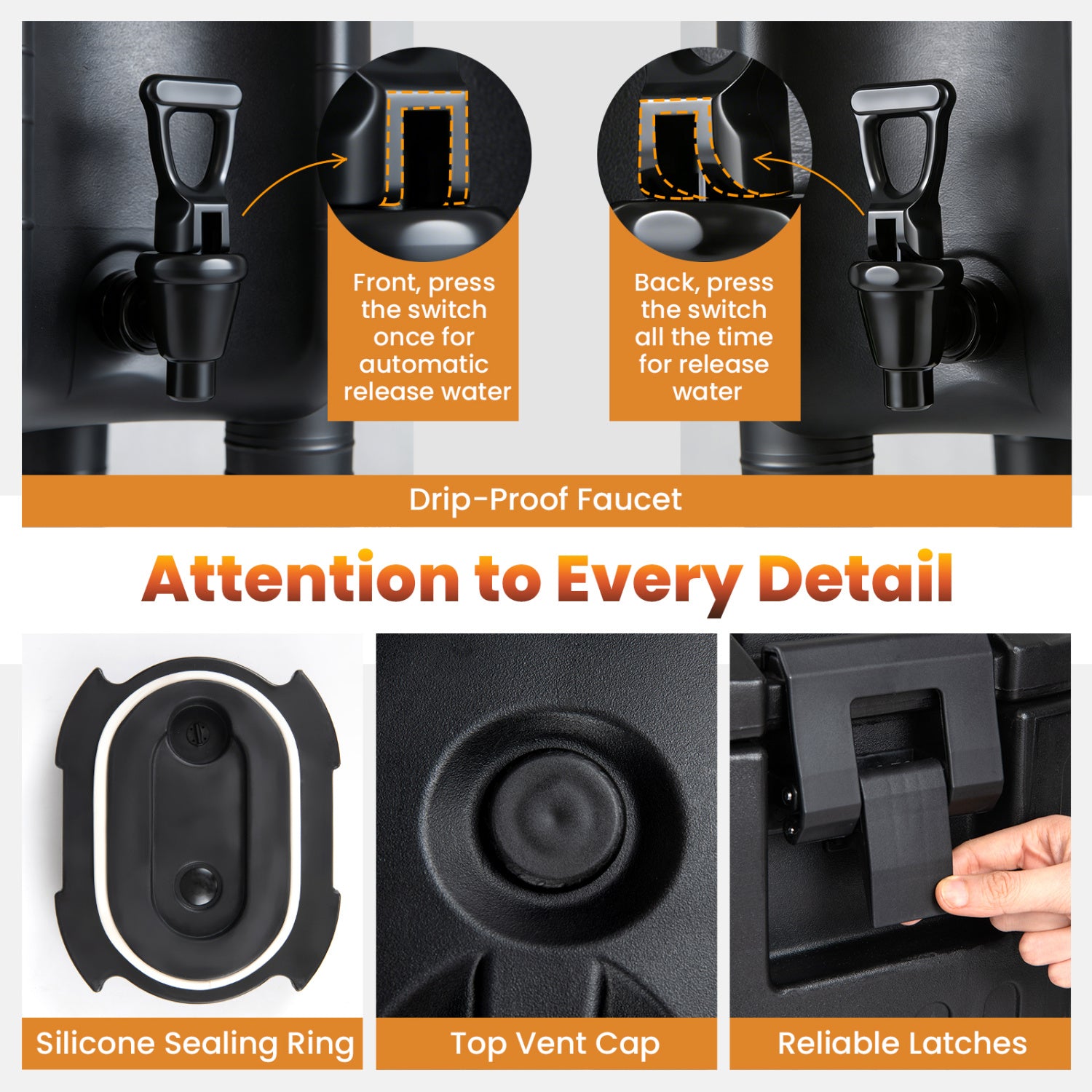 2.6 Gal Insulated Beverage Dispenser with Handles and Two-Stage Faucet