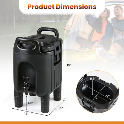 2.6 Gal Insulated Beverage Dispenser with Handles and Two-Stage Faucet
