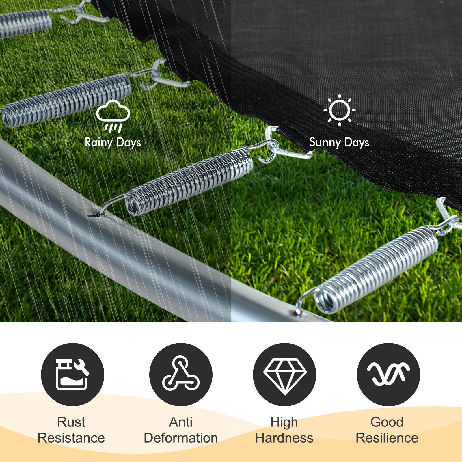 5.5 Inch Rustproof Galvanized Steel Replacement Trampoline Elasticity Springs - Default