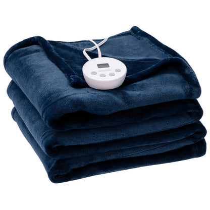 62 x 84 Inch Twin Size Electric Heated Throw Blanket with Timer-Navy