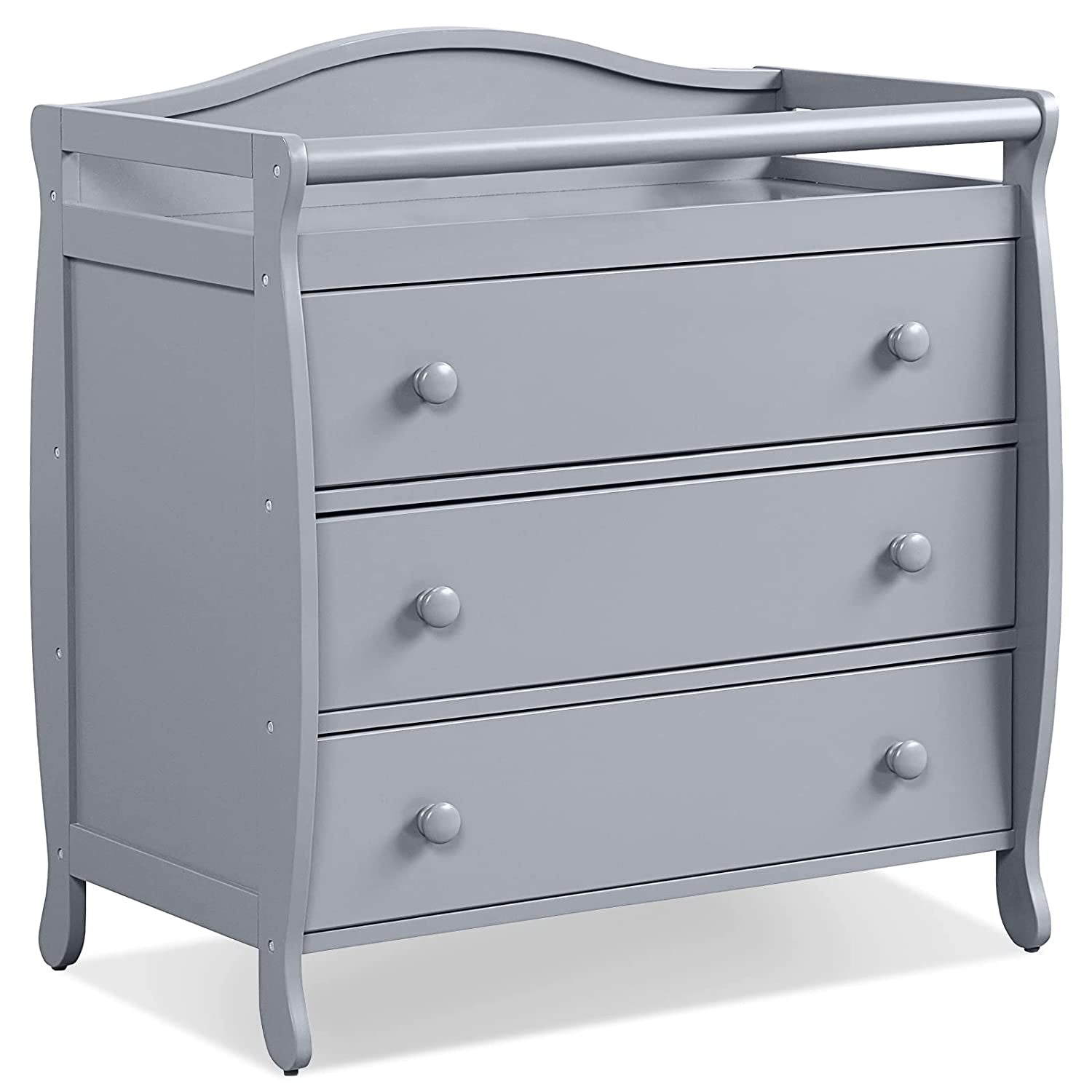Baby Changing Table Infant Diaper with 3 Drawers and Safety Belt-White - Gray