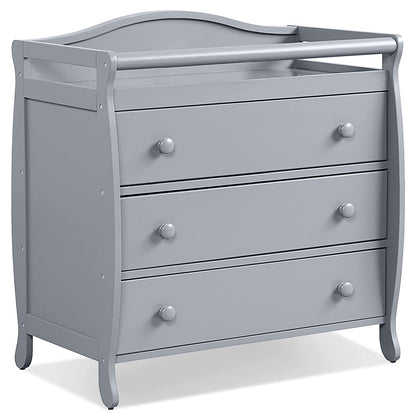 Baby Changing Table Infant Diaper with 3 Drawers and Safety Belt-White - Gray