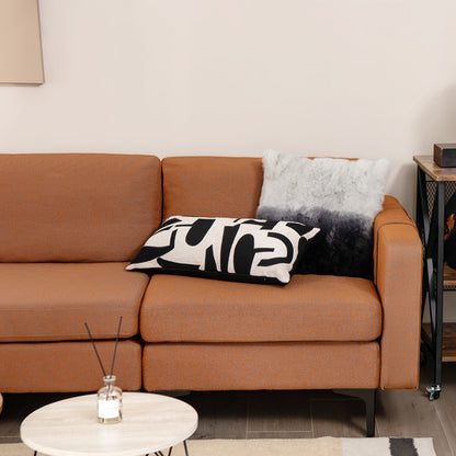 Modular 3-Seat L-shaped Sectional Sofa with Reversible Chaise and 2 USB Ports-Blue - Orange