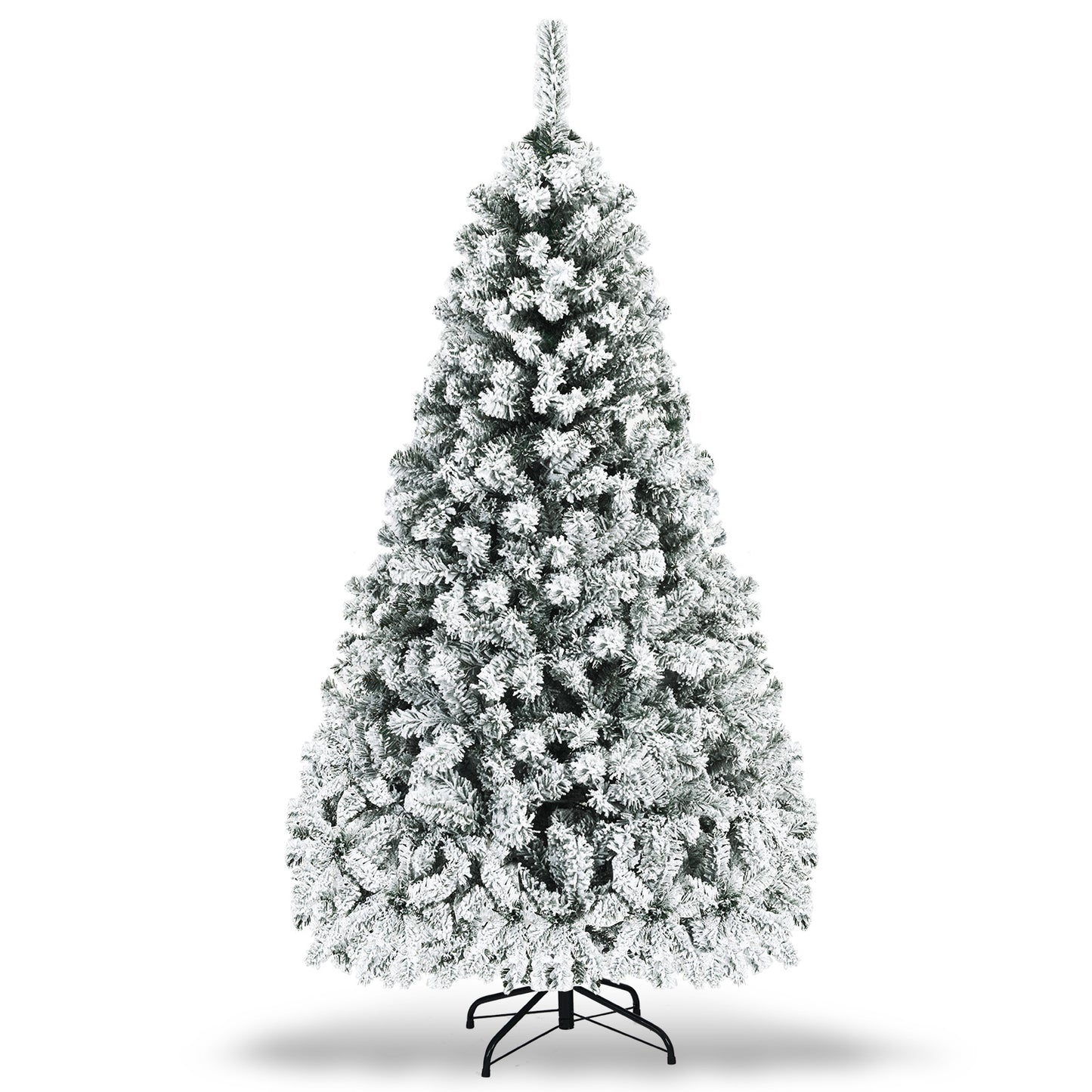 Pre-Lit Premium Snow Flocked Hinged Artificial Christmas Tree-7.5 ft - 7.5 Ft