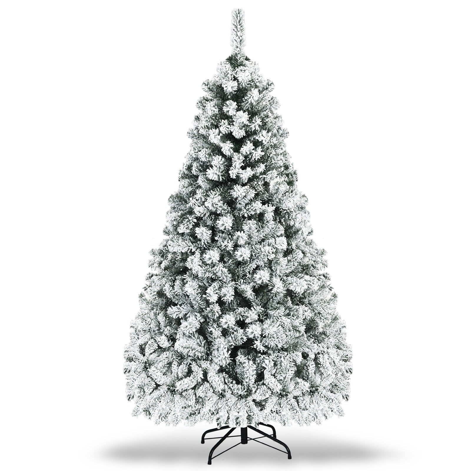 Pre-Lit Premium Snow Flocked Hinged Artificial Christmas Tree-7.5 ft - 7.5 Ft