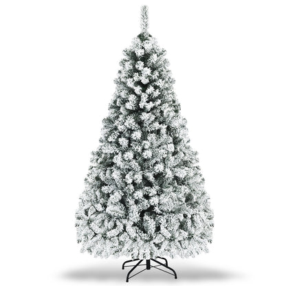 Pre-Lit Premium Snow Flocked Hinged Artificial Christmas Tree-7.5 ft - 7.5 Ft