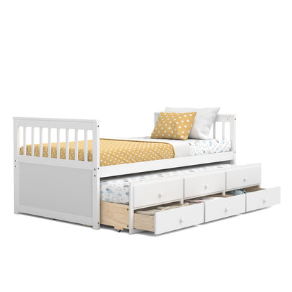 Twin Captain’s Bed with Trundle and 3 Storage Drawers
