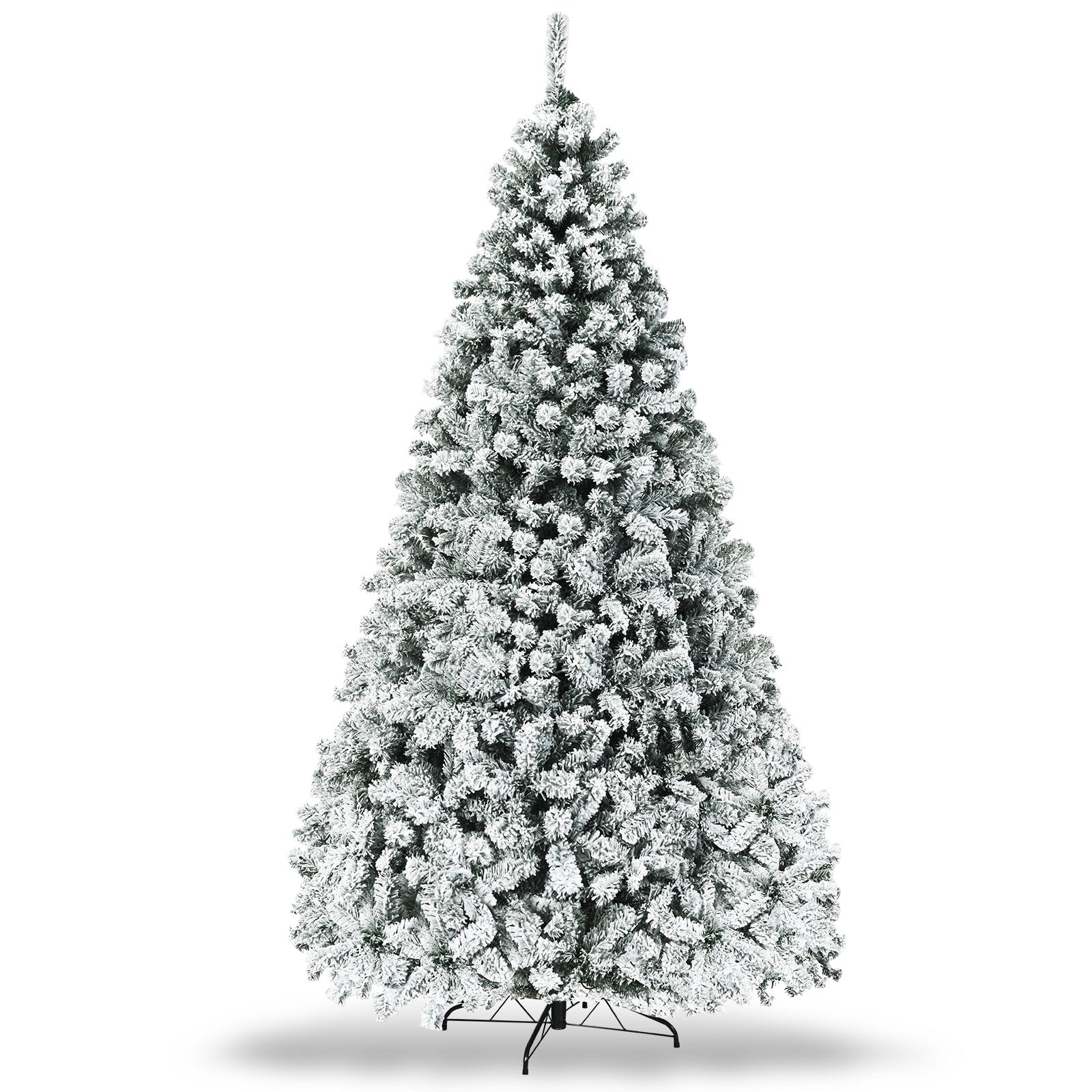 Pre-Lit Premium Snow Flocked Hinged Artificial Christmas Tree-7.5 ft - 9 Ft