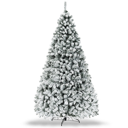 Pre-Lit Premium Snow Flocked Hinged Artificial Christmas Tree-7.5 ft - 9 Ft