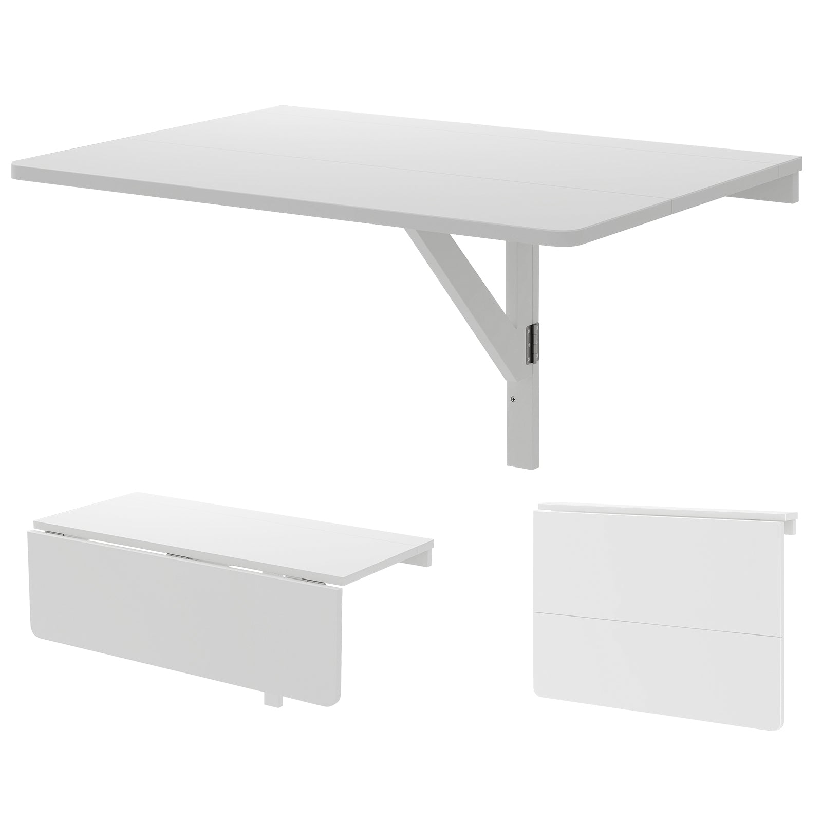 31.5 x 23.5 Inch Wall Mounted Folding Table for Small Spaces-White - White