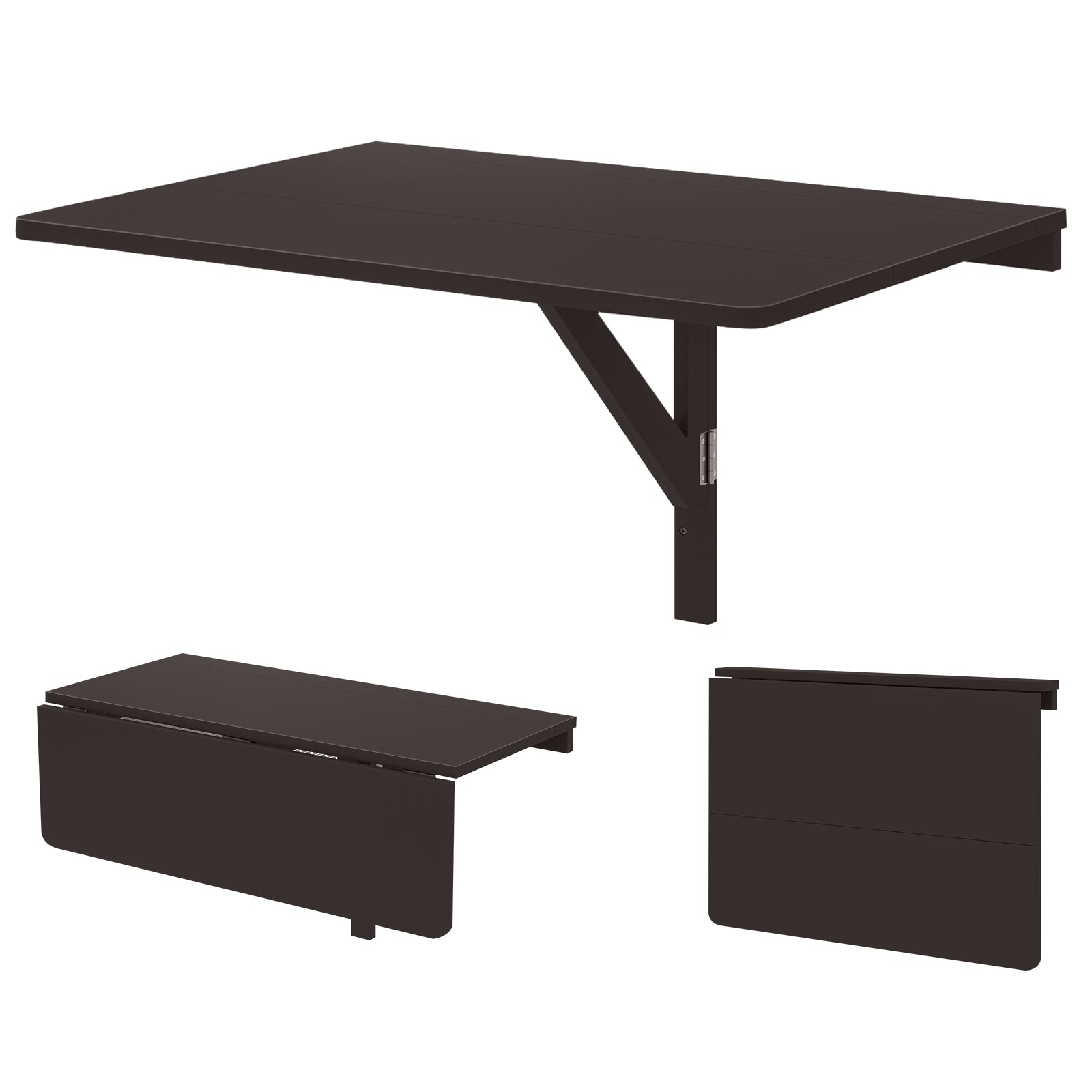 31.5 x 23.5 Inch Wall Mounted Folding Table for Small Spaces-White - Brown