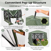11.5 X 11.5 FT Pop-up Screen House Tent with Portable Carrying Bag-Green
