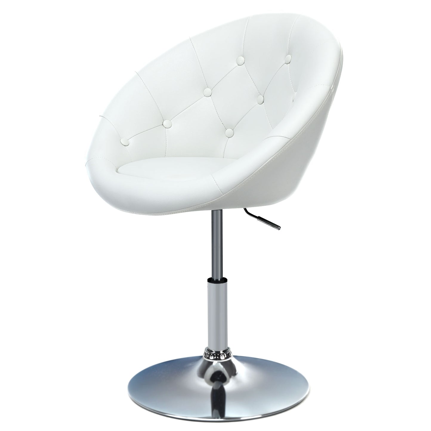 1 Piece Modern Adjustable Swivel Round PU Leather Chair-Black - White