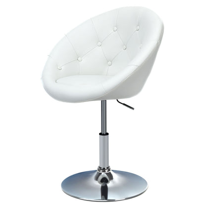 1 Piece Modern Adjustable Swivel Round PU Leather Chair-Black - White