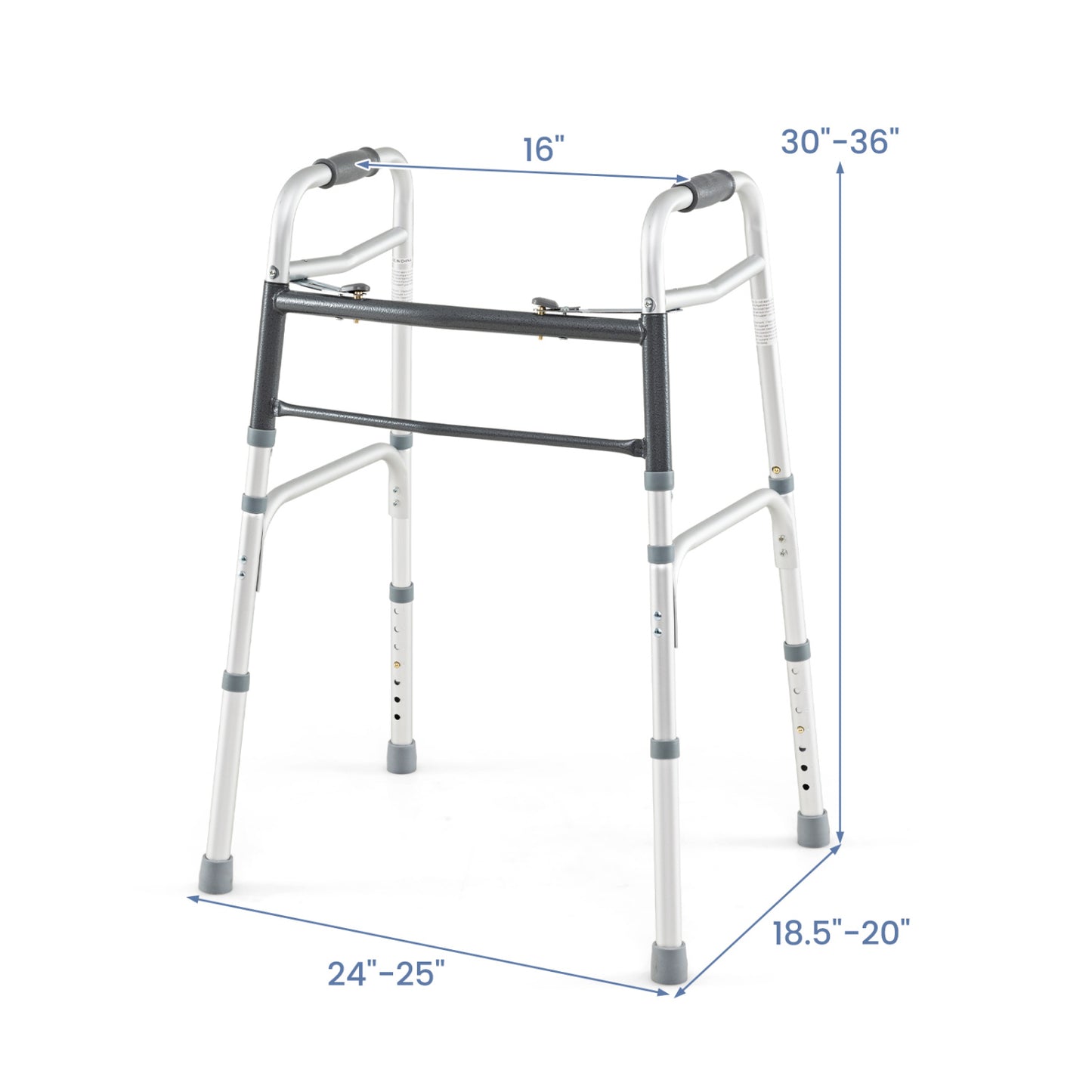 2-Button Folding Walker Lightweight with 7-Level Adjustable Height